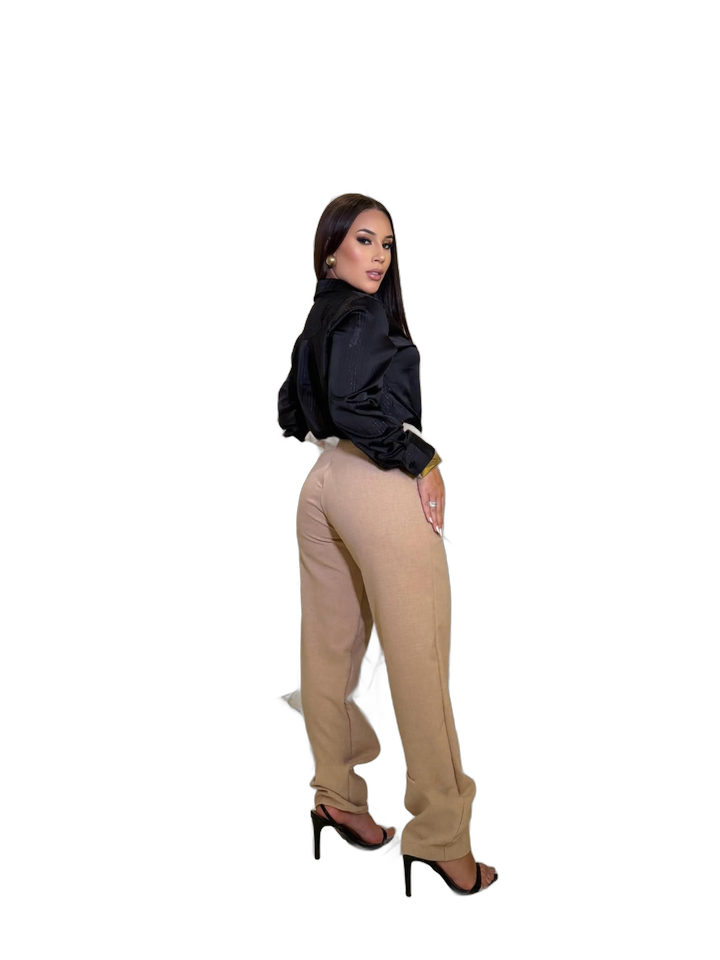 Calça Social Linho Bege Tam. 44/46 - Imagem 2