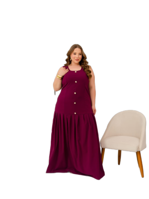 Vestido Longo Poly Larissa Tam. 48/52  - Açai